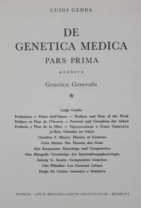 Gedda,L. (red.). – De genetica medica opus