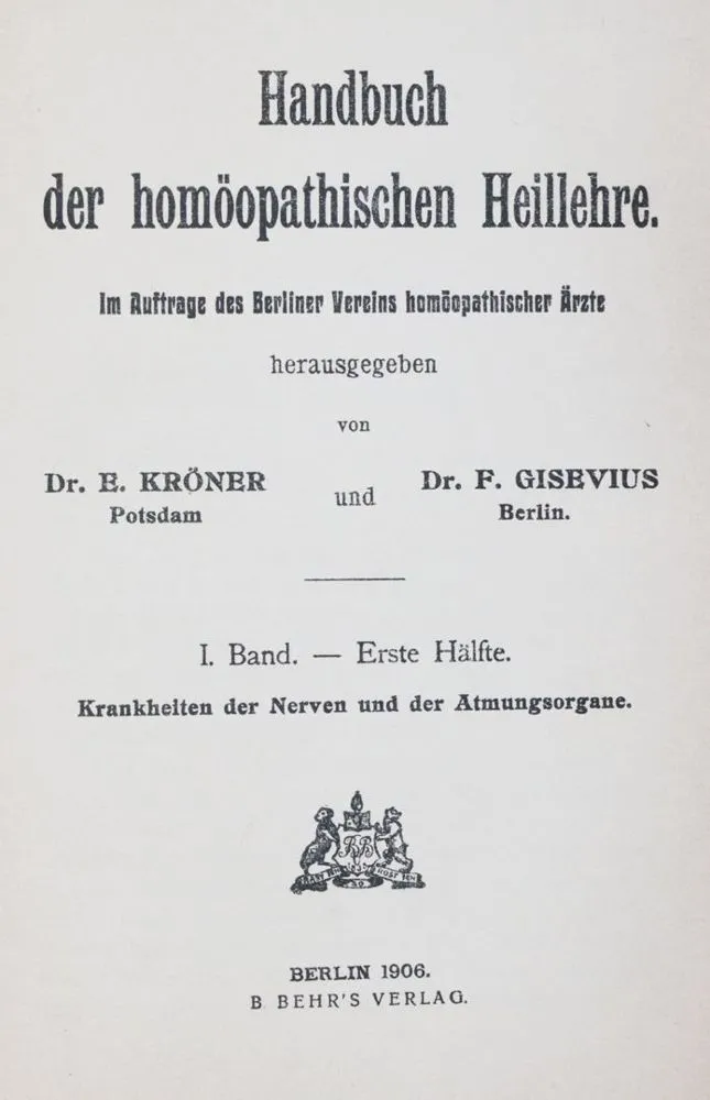 Kröner,E. a F.Gisevius (ed.). – Příručka homeopatické léčby