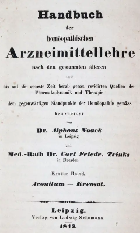 Noack,A., C.F.Trinks (en C.Müller). – Handboek der homeopathische geneesmiddelenleer