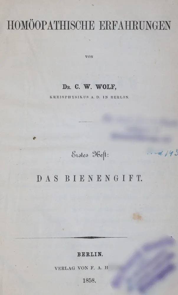 Wolf,C.W. – Homeopathische ervaringen