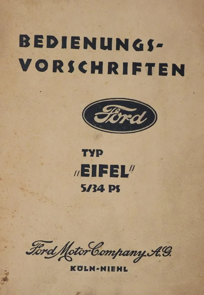 Ford AG. – Instructions d'utilisation, type "Eifel" 5/34 PS