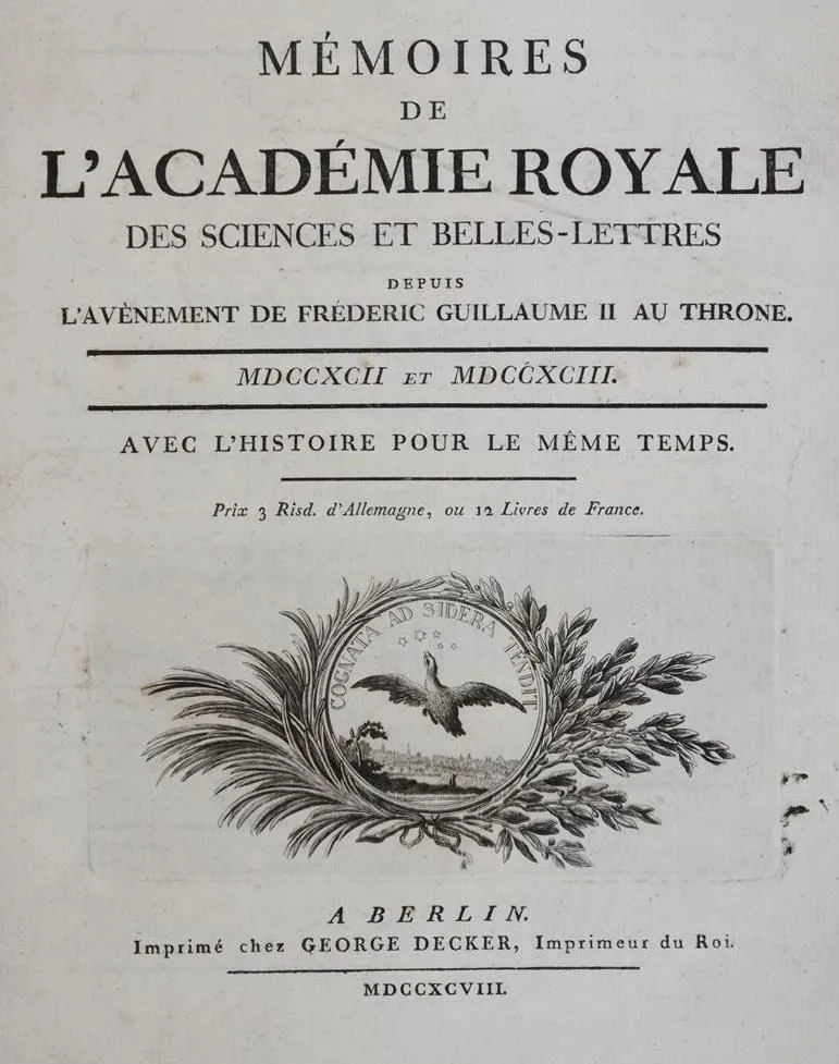 Mémoires de l'Académie Royale – des Sciences et Belles-Lettres