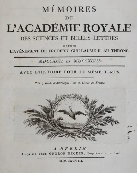 Memoires de l'Academie Royale – des Sciences et Belles-Lettres