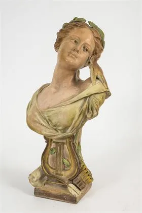 Popiersie secesyjne: Alegoria muzyki. Louis Alphonse Hanne Manufacture de L'Isle-Adam