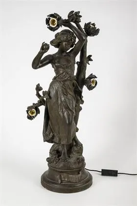 Grande lampe Art nouveau femme "Mireille"