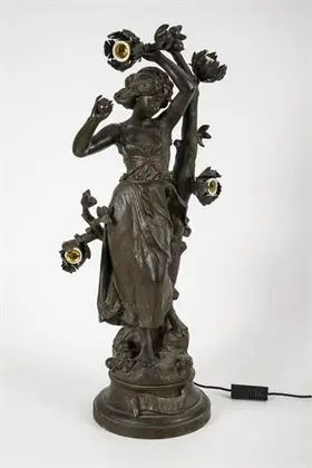 Grande lampe Art nouveau femme "Mireille"