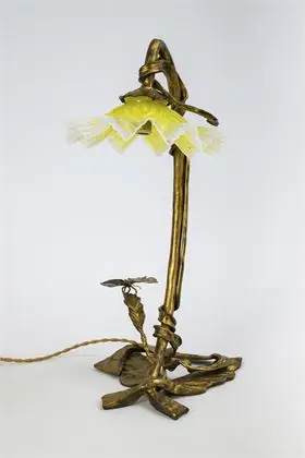 Lampe Art nouveau avec tige en bronze