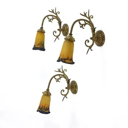 3 appliques Art nouveau. Muller Frères, Luneville