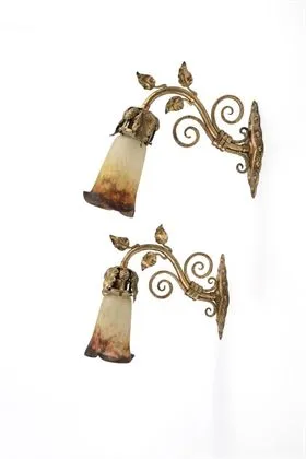 Paire de lampes murales Art nouveau. Muller Frères, Lunéville