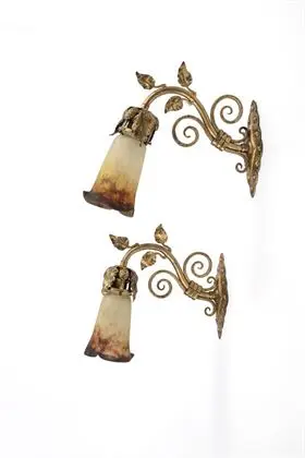 Paire de lampes murales Art nouveau. Muller Frères, Lunéville