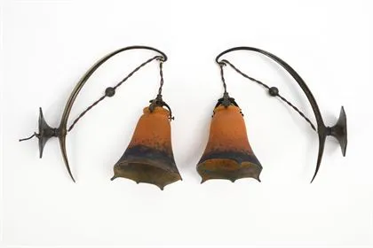 Pár secesních nástěnných lamp. Muller Frères, Luneville