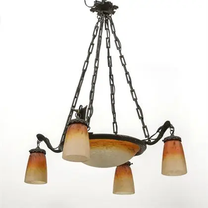 Pětiplamenová stropní lampa. Schneider