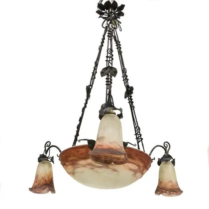 Franse plafondlamp. Muller Frères, Lunéville