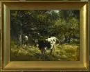 Peintre paysagiste du XIXe s. – huile/bois, 29 x 39 cm, "Paysage avec vaches"