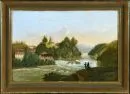 Landschaftsmaler des 19. Jh. – Öl/Lwd, 29 x 42 cm, "Flusslandschaft";