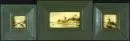 Landschapsschilder 19e/20e eeuw – 3 miniaturen, schildering op paneel, 5,5 x 10,5 cm en 2 elk 4 x 4 cm, "Hollandse landschappen", verschillend gesigneerd