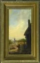 Krajinář 19./20. stol. – Olej/dřevo, 30 x 15 cm, "Krajina s rybářem"