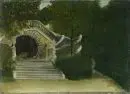 Peintre paysagiste du 20e s. – Huile/toile, 47 x 67 cm, "Parc avec escalier", sign. illisible "Palinkas"(?) en bas à droite, daté (1)920, sans cadre