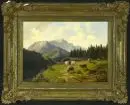 Lueger, Michael, 1804 - 1883 Munich – Huile/carton, 29 x 39,5 cm, "Paysage de montagne avec alpage", signé en bas à droite, réf. : Thieme-Becker, Benezit, Bruckmann M, Busse, Saur