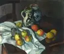 Mannhart, Alfred, artiste du 20e s. – Huile/toile, 57 x 67 cm, "Nature morte aux pommes et cruches", signé en bas à droite, inscription illisible, sans cadre, réf. : Dressler