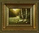Meyer, J., umělec, 20. stol. – Olej/překližka, 13 x 18 cm, "Rodina kachen", sign. vlevo dole;