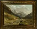 Michel, A., umělec 20. stol. – Olej/plátno, 52 x 73 cm, "Poutník v horské krajině", sign. vpravo dole;