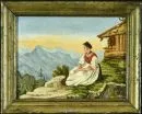 Monogrammiste du 19e s. – Huile/bois, 13 x 16,5 cm, titre au dos "Die Sehnsucht nach der Heimath", monogramme en bas à gauche "J. E." ;