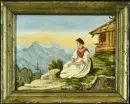 Monogramista 19. stol. – Olej/dřevo, 13 x 16,5 cm, název na rubu "Die Sehnsucht nach der Heimath", monogram vlevo dole "J. E.";
