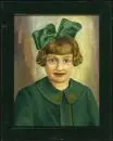 Portraitiste du 20e s. – Huile/toile, 45 x 32,5 cm, "Portrait d'une jeune fille au ruban vert"