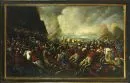 Malarz batalistyczny XVIII w. – Olej/płótno, dublowane, 103 x 166 cm, "Bitwa z Turkami"