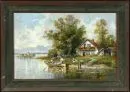 Schuster, Otto C., 1924 Eger – Oil/canvas, 30 x 46 cm, "Idylle am Chiemsee", signed lower right