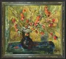 Stilllebenmaler des 20. Jh. – Öl/Platte, 69 x 79 cm, "Blumen in einer Vase", u.r. undeutl. sign.;