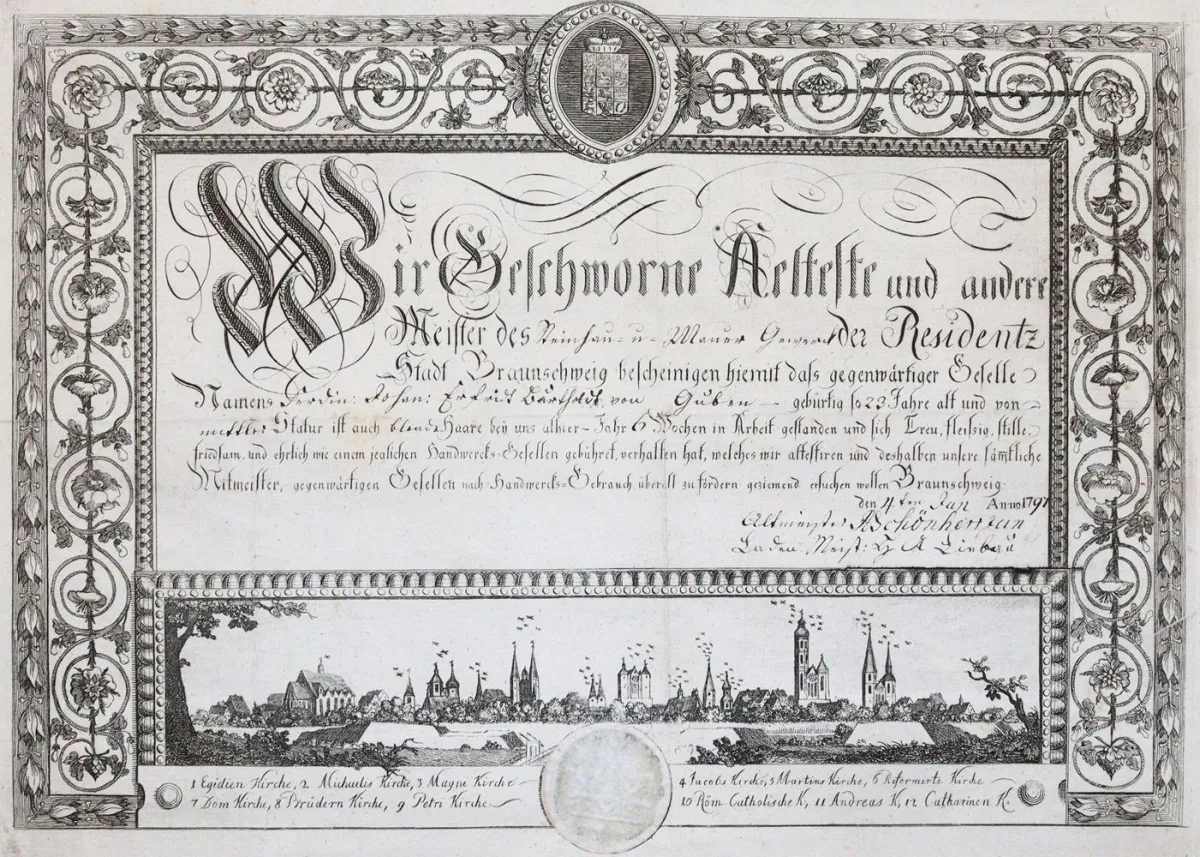 Certificat de compagnon – pour le tailleur de pierre et maçon