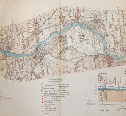 Carte du Danube d'Ulm à l'embouchure 1:125000