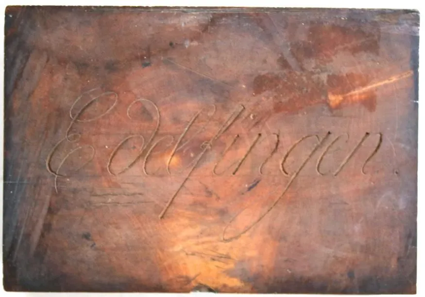 Edelfingen. – Original printing block for the work: Heunisch,A.J.V