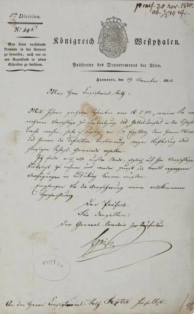 Hanover. – Acta concerning the dissolution of the castle community in 1810 (ms. cover title)
