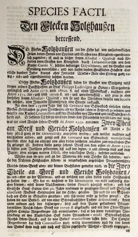 Species Facti. – Concerning the village of Holtzhaußen