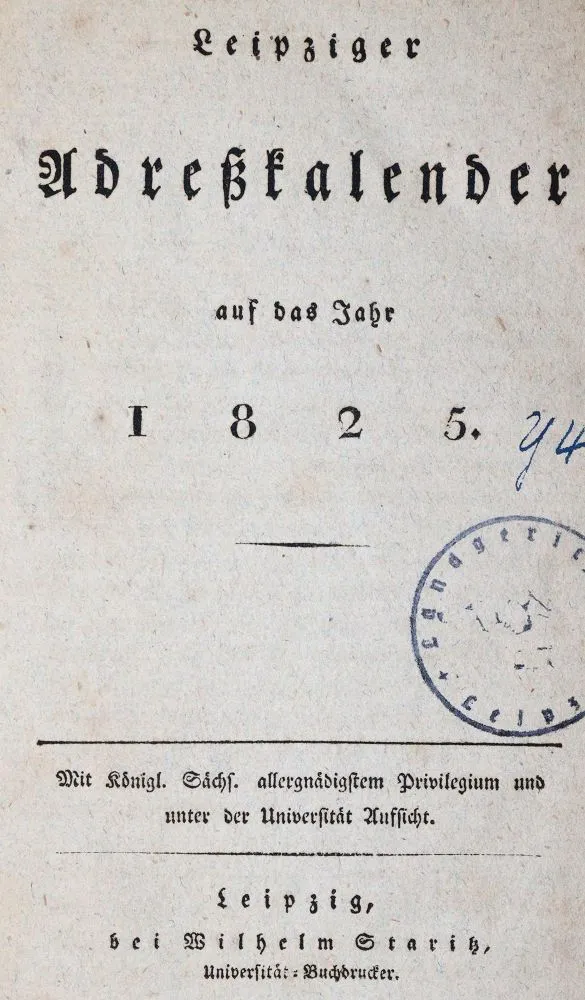 Leipzig Address Calendar – for the year 1825