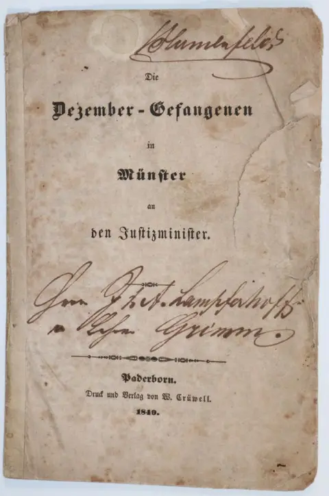 (Löher,F.v.). – Декабрьские заключённые в Мюнстере — министру юстиции