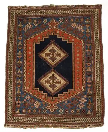 Petit tapis à médaillon avec miroir ouvert