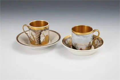 2 tasses Empire avec peinture de paysage