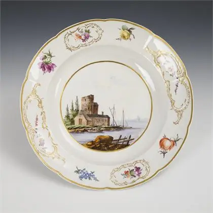 Assiette avec peinture de paysage. Fürstenberg