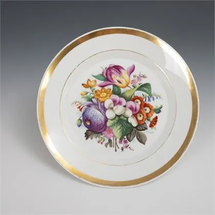 Assiette Biedermeier avec peinture florale. KPM Berlin