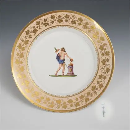 Assiette à motif mythologique : Dionysos. KPM Berlin