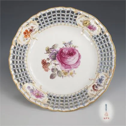 Dessert plate with floral painting. KPM Berlin