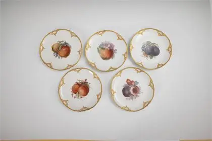 5 assiettes avec peinture de fruits. KPM Berlin