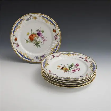 6 assiettes "Breslauer Stadtschloss". KPM Berlin