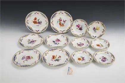 6+6 assiettes "Breslauer Stadtschloss". KPM Berlin