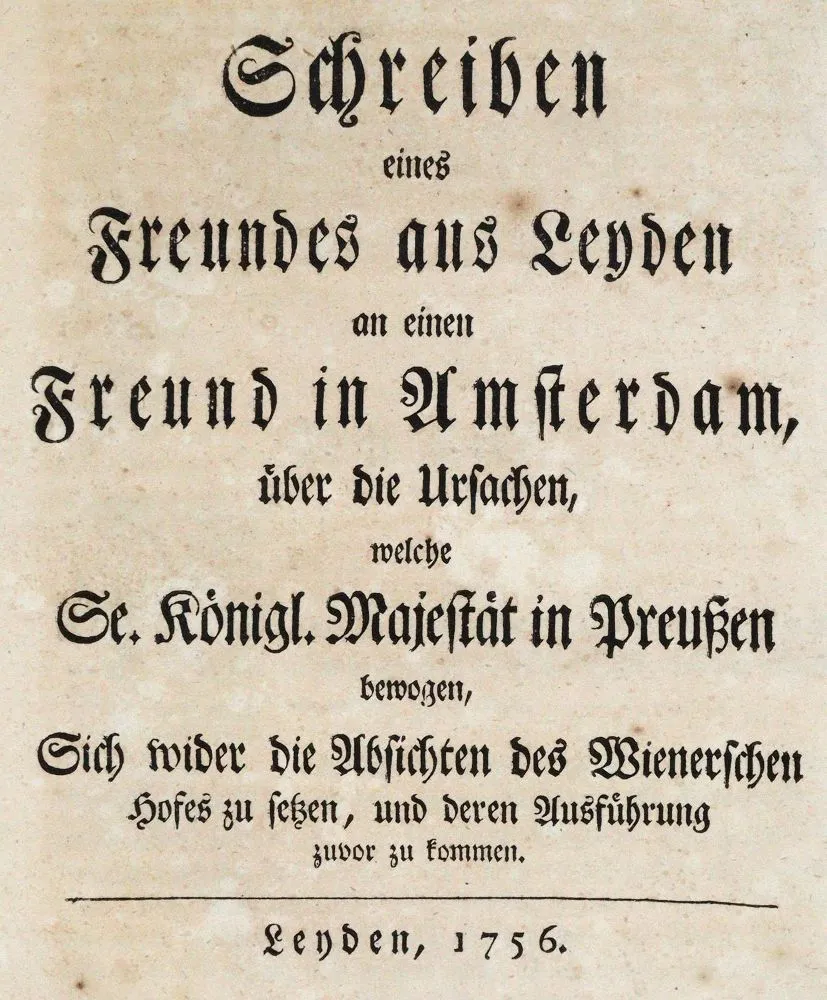 (Marconnay,L.O.de). – Schreiben eines Freundes aus Leyden an einen Freund in Amsterdam, über die Ursachen, welche Se