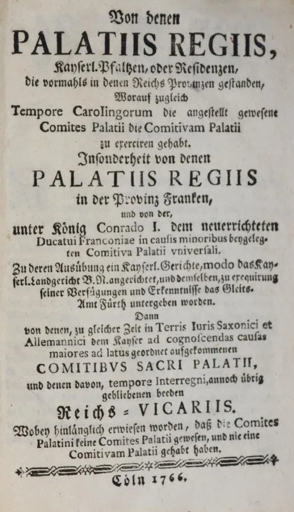 Von denen Palatiis Regiis, – Kayserl